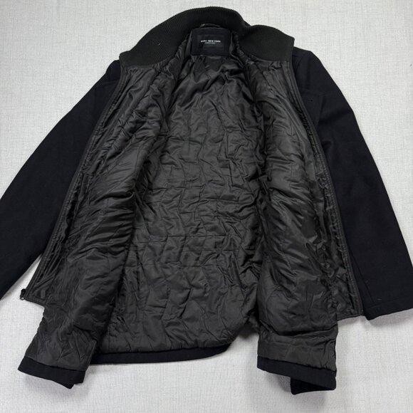 Marc New York Double Breasted Peacoat Black Wool Blend Zip Insert Lined - Picture 5 of 14